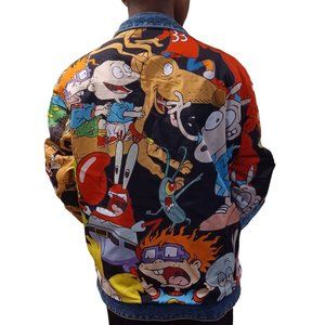 Members Only Nickelodeon Jean Jacket Size XL Distress Denim Reversible NEW